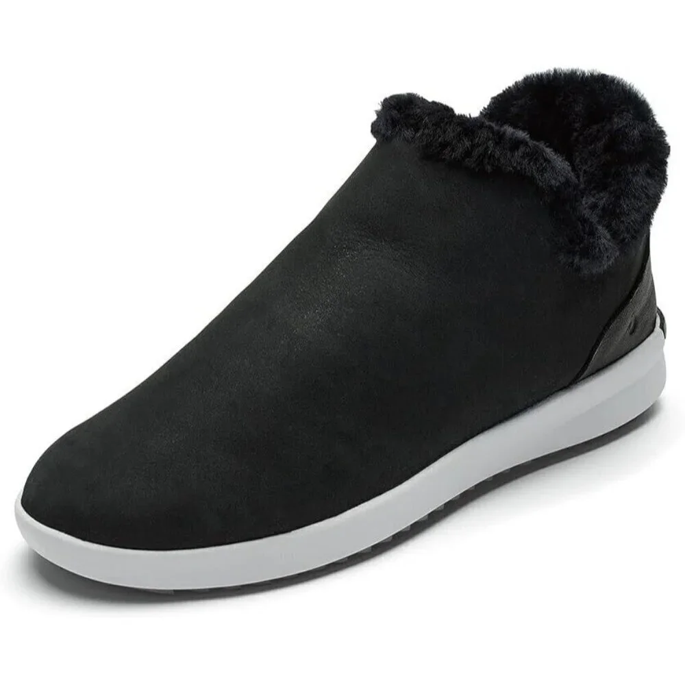 Olukai Malua Hulu Boots Women's Black Size 7 Shearling Lined Nubuck Leather